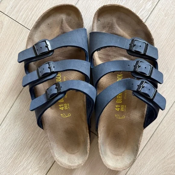 Birkenstock Florida Dark Blue Triple Strap Sandals Size 41/ US Men’s 8 - Picture 2 of 10